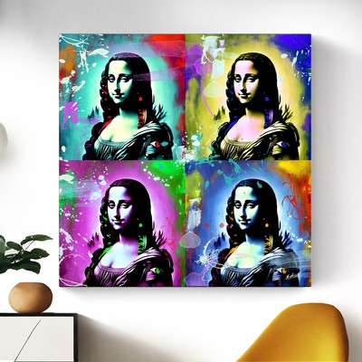 Leinwand Bild Mona Lisa Bunt Abstrakt Wandbilder XXL Wohnzimmer Modern Deko 4603