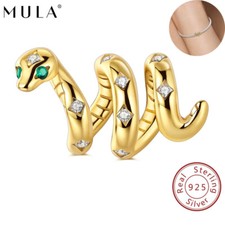 Bracciale donna MULA serpente dorato scintillante argento sterling 925 ciondolo zirconi fai da te