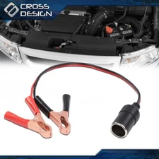 12V Battery To Cigarette Lighter Adapter Alligator Clamp Clip 20A Car Socket