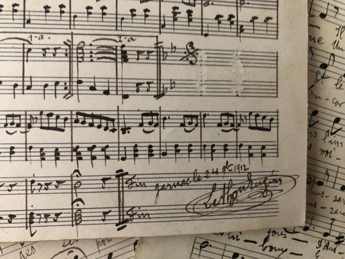 Job Lot 8 Antique French Handwritten Sepia Music Score 28 Pages Total Dated 1912 - Picture 4 of 8