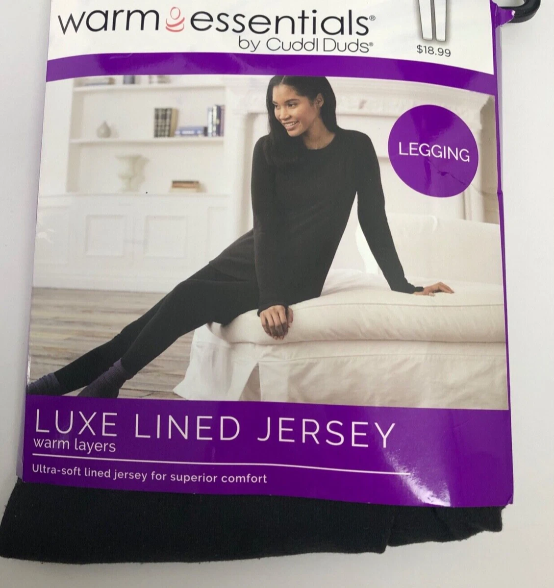 Warm Essentials Cuddl Duds Legging Size XL Warm Layers Luxe Lined Jersey  Blk D13