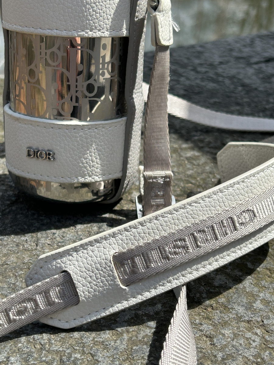 Dior Aqua Bottle with Shoulder Strap / off-white calfskin in great