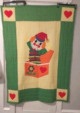 Vintage Jack in the Box Quilt Baby Blanket Multi Color Handmade Sewn 44x61 EUC
