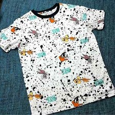 Space Jam Youth Allover Print Graphic T-Shirt Youth Boy's Size Large Splatter