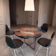 Black Epoxy Resin Counter Top Table Luxury Home & Hallway Furniture Office Decor