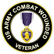 U.S. Army Combat Wounded Medal Veteran Bumper Sticker Purple Heart Decal 5"