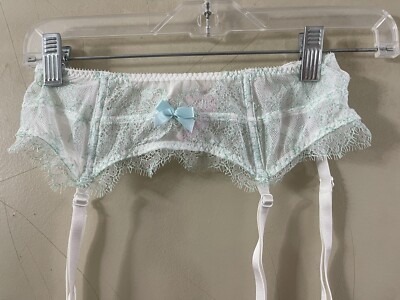 victoria secret wedding garter belt NWT Victoria's Secret I DO WEDDING GARTER BELT EMB WHT /AQUA Sz XS/S