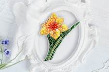DIY Jewelry Making Beading Kit Pin Narcissus Brooch Bead Embroidery Needlepoint