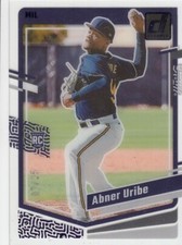 ABNER URIBE /25 CHRONICLES CLEARLY DONRUSS RC PROSPECTS PURPLE BREWERS #9 2023