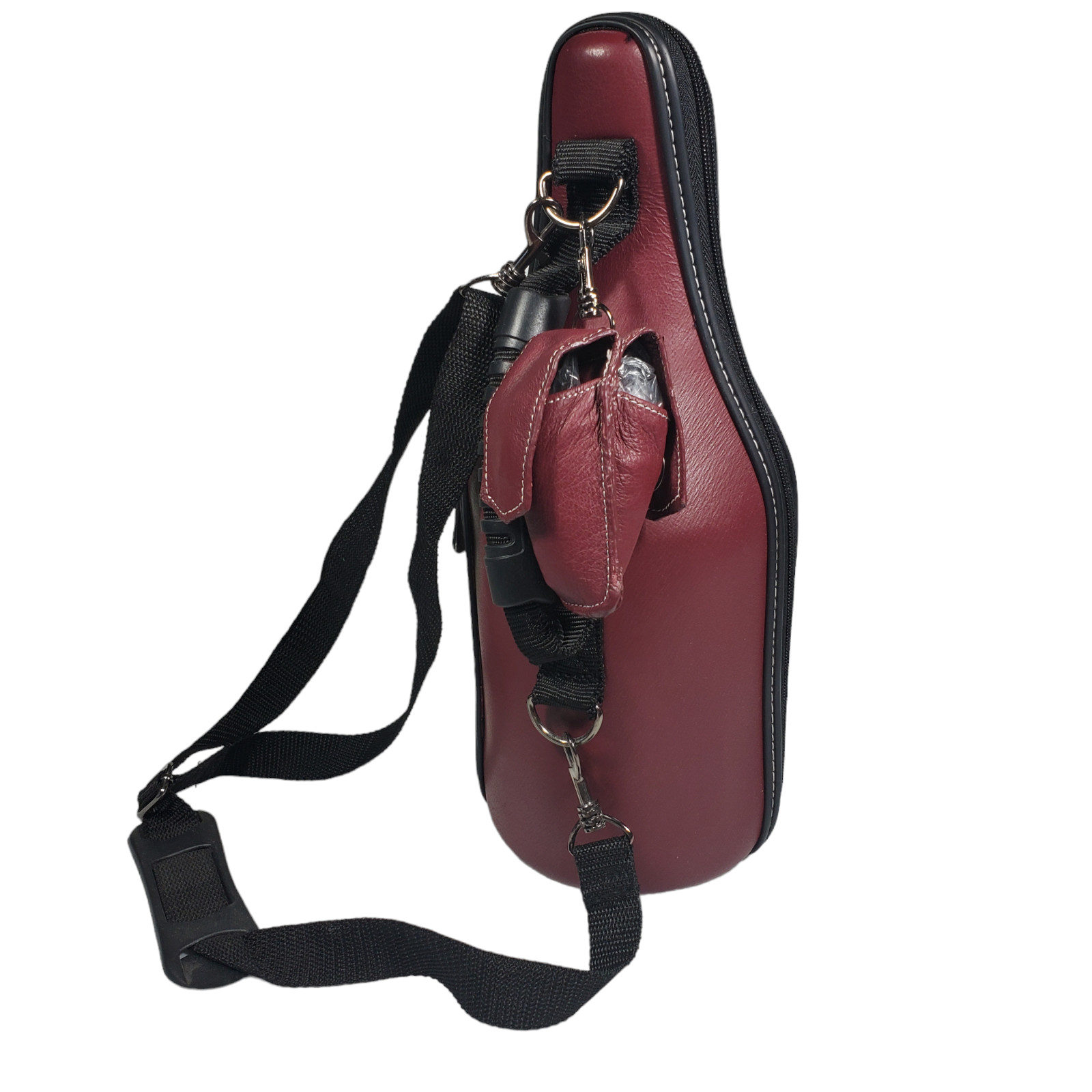 Caddy-O Wine Bottle Shoulder Bag Carrier Insulated Cooler Burgundy Leather