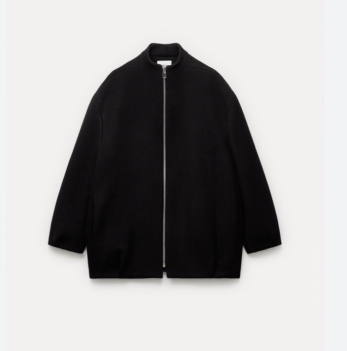 ZARA ZW COLLECTION MANTECO WOOL BOMBER COAT SIZES S REF. BLACK 8516 755