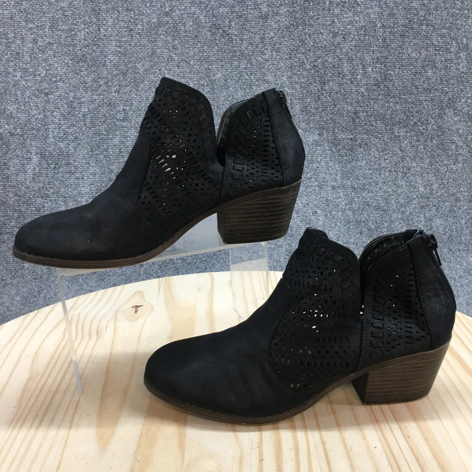 Botas Fergalicious Fergie para mujer 8M botín recortado de traición negro imitación cuero Foto 2 de 4