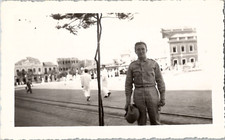 Handsome Military Man Soldier in Uniform Candid Snapshot 1940s Vintage Photo