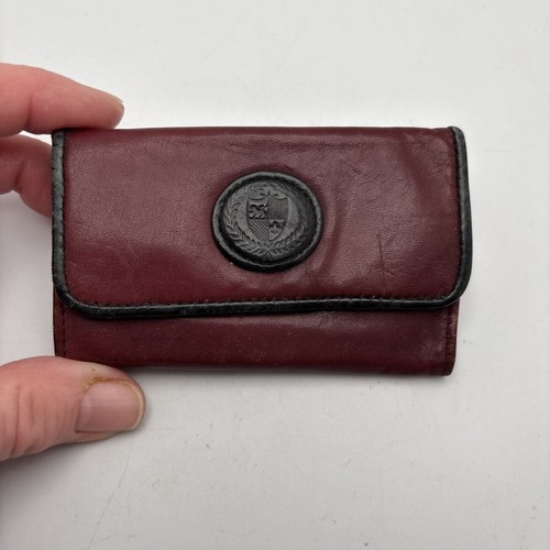 Vintage BUXTON Mini Wallet and Key Holder Tri-Fold Burgundy Leather Black Trim - Picture 2 of 22