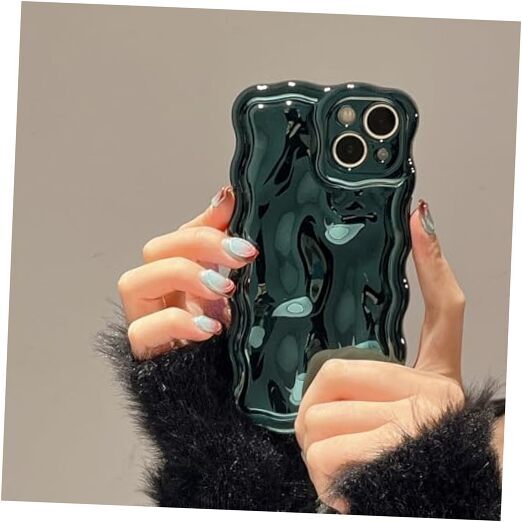 Case for,3D Meteorite Bubble Pattern Electroplate Plating iPhone 13 Dark Green