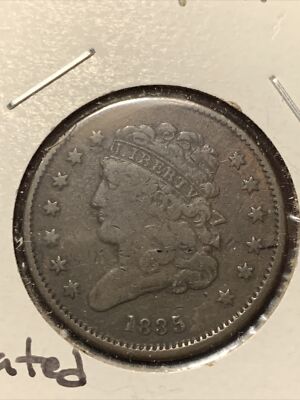1835 Half Cent Classic Head Average Circulated Early Date ~ ROTATED REVERSE ~