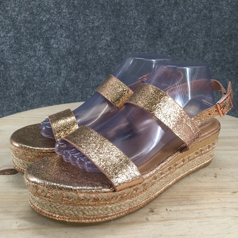 竹制凉鞋女式 10 Infinity Platform 坡跟帆布鞋粉色人造皮革 — 第 3/4 张图片