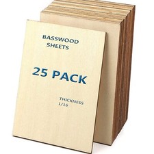 Unfinished Wood Pieces25pcs Basswood Sheets 1/16thin Plywood Wood Sheets For Cra