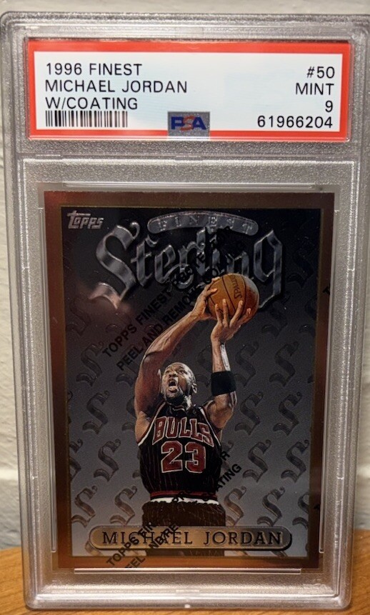 1996 Topps Finest w/ Coating #50 Michael Jordan Chicago Bulls HOF PSA 9 MINT 🐐