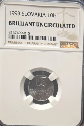1993 Slovakia 10 Halierov Coin NGC BU. (100)