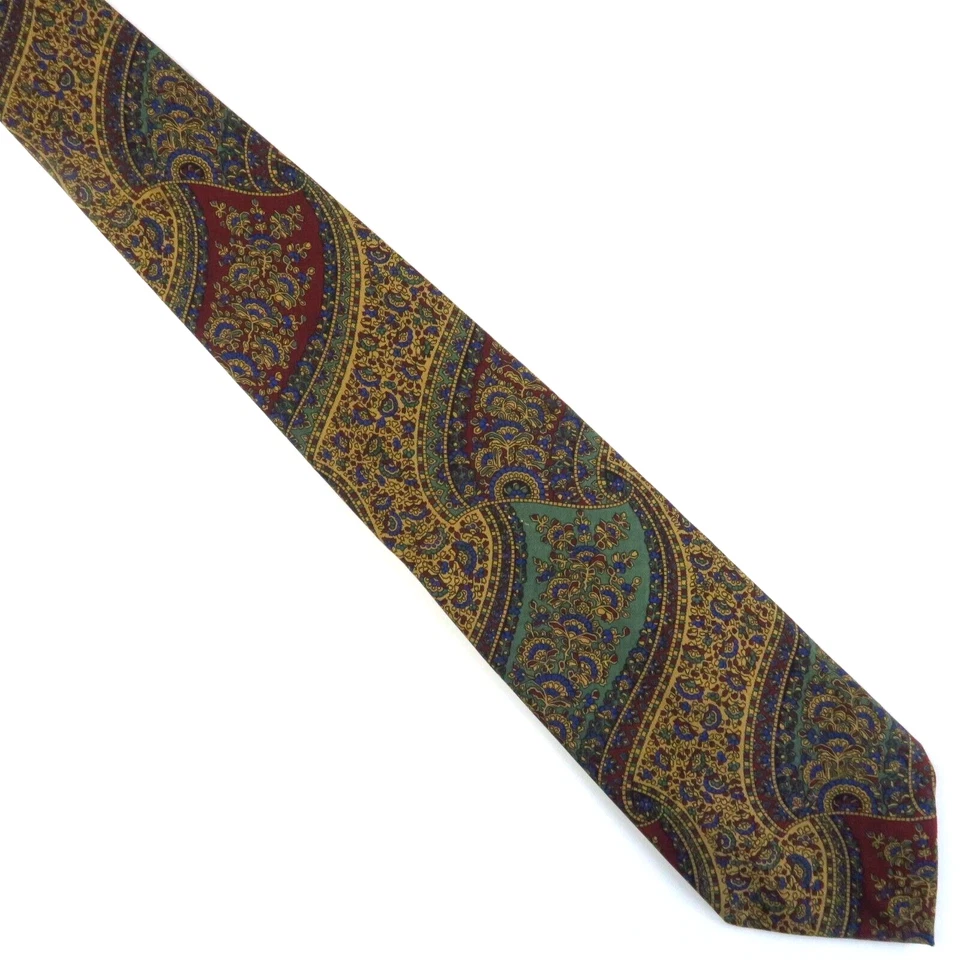 Polo por Ralph Lauren Hecho a Mano Rojo Dorado Impresionante Paisley Motivo Floral 56"x3.5" Foto 2 de 4