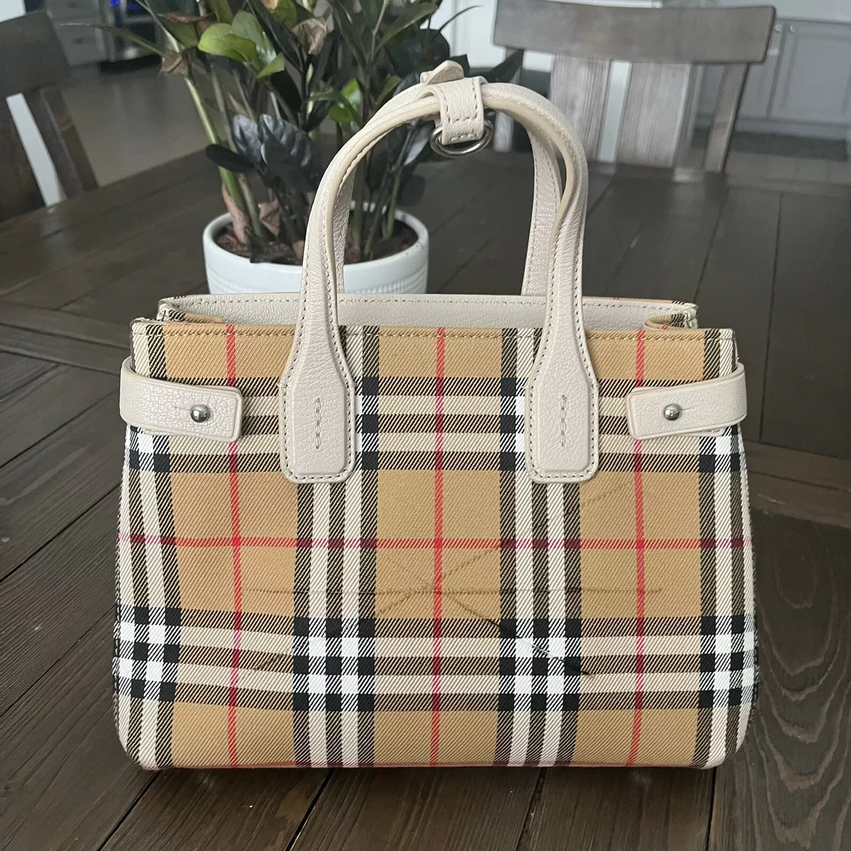 Vintage Burberry Nova Check Small Tote from Italy