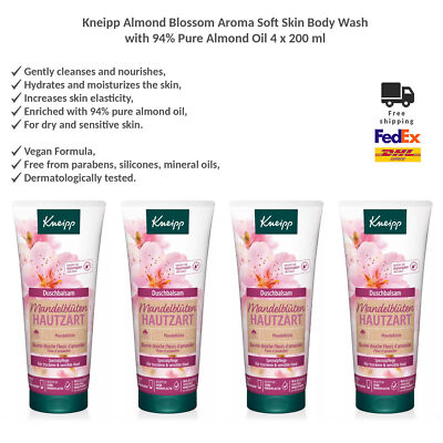 Kneipp Almond Blossom Aroma Soft Skin Body Wash with 94% Pure Almond Oil 4x200ml