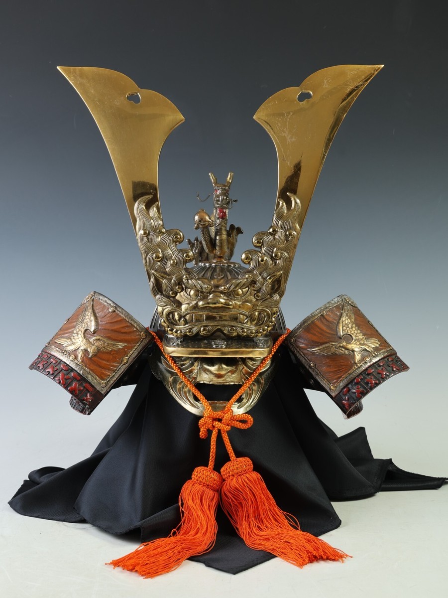 Japanese Samurai Helmet -Dragon and Hawk Deco Kabuto with a