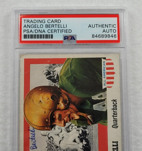 Raro 1955 ANGELO BERTELLI Topps Firmado TODO AMERICANO-NOTRE DAME-1943 HEISMAN-PSA - Imagen 2 de 4