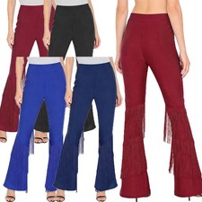 Womens Trousers Ballroom Pant Costume Flared Pants Performance Waistband Latin