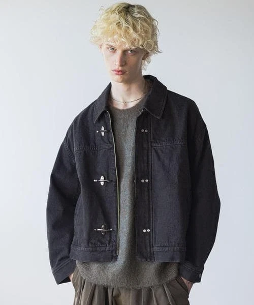 HARE Fireman Buckle Denim Blouson Jacket Black Free Size