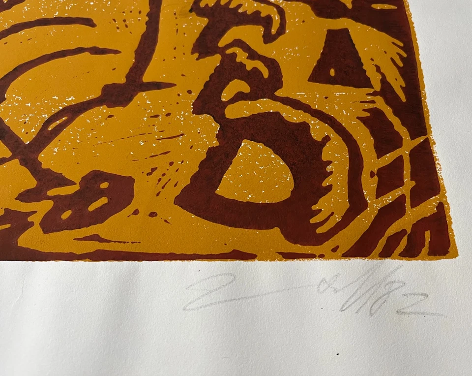 Jörg Immendorff Signierter Original Linolschnitt - nur 100 Ex. - Naht - Säule 2 - Bild 3 von 4