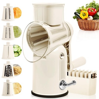 Rotary Cheese Grater with Handle, Vegetable Shredder with 5 Replaceable Blade...