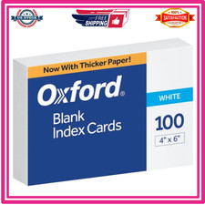 Oxford Blank Index Cards, 4" x 6", White, 100/Pack