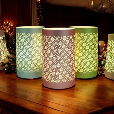 Cordless LED Table Lamps Battery Operated Desk Lights Blue Green or Pink Flowers