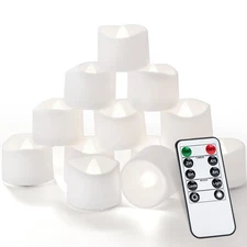 12pcs Remote Timer LED Tea Lights Candles, 400+Hours Flickering Flameless Bat...