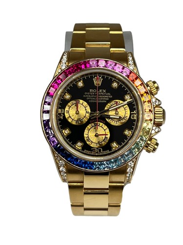 Rolex Daytona Cosmograph Rainbow 18K Yellow Gold & Diamonds Men's Watch, 116528
