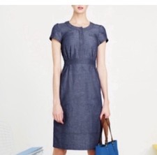 Womens Boden Chambray Denim Short Sleeve Dres...