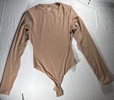 Skims Fits Everybody Long Sleeve Crew Neck Bodysuit Women's Size MedNude