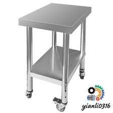 3-Stage Adjustable Shelf with 4 Wheels Stainless Steel Work Table 24"x18"x34"