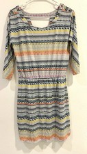 Women's GUESS Los Angeles 3/4 Sleeve Multicolored Striped Dress Size Large