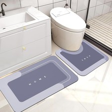 Absorbent Bath Mat, Quick Dry Bath Rug, Non-Slip, 2PCS, Blue 2PCS A