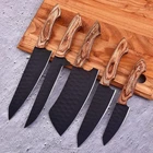 Handmade Carbon Steel Chef Knife Set | Black Powder Coat & Pakka Wood