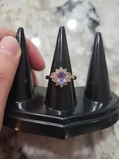 Classic halo 14k Solid Yellow Gold Natural Tanzanite and Diamond Ring Size 6.25