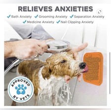 Softe orange dog bath mat designed to reduce bath and grooming anxiety