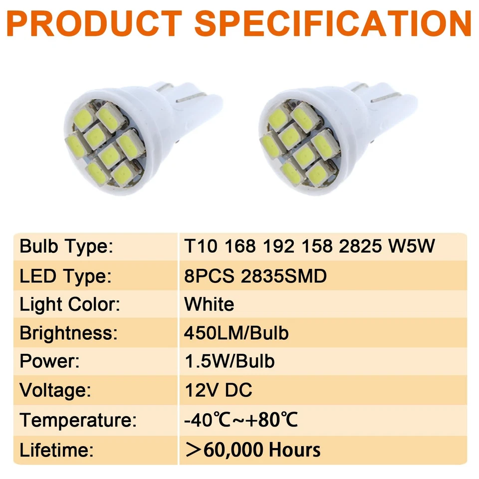 7X T10 Bombilla LED Blanco Frío Salpicadero Luces para Ford F150 F250 F350 Bronco Foto 4 de 4