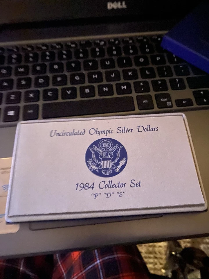1984 PDS Uncirculated Olympic Silver Dollars 3 Coin Collectors Set U.S. Mint US - Image 2 of 2