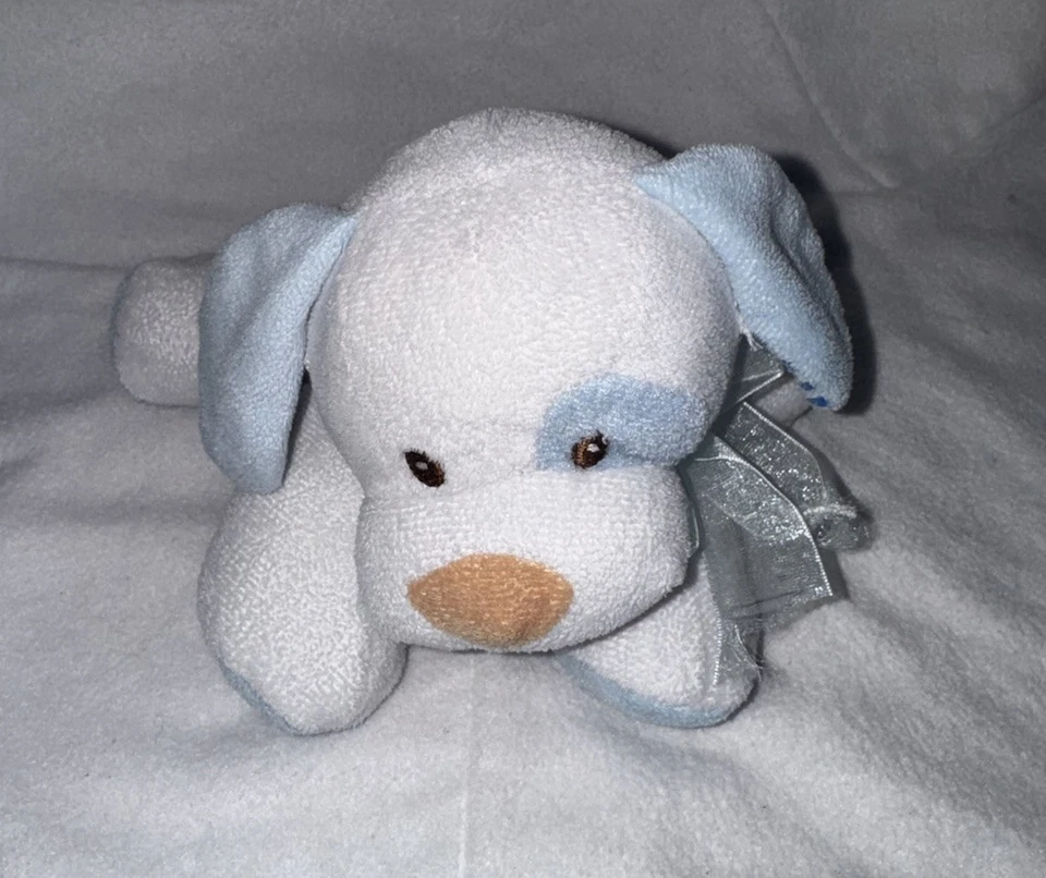 Синий белый гибкий щенок собаки плюшевая детская игрушка в полоску уши 8 дюймов трудно найти редкая без ярлыка - Изображение 2 из 4