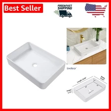 24"x16"  Ceramic Vessel Sink - Modern Above Counter White Bathroom Basin