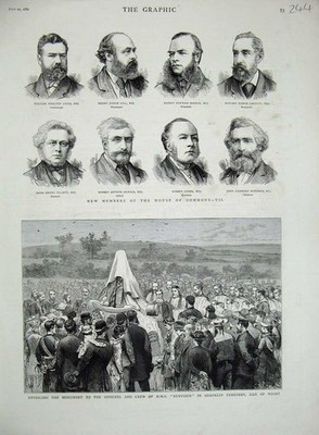 Alter antiker Druck 1880 Mitgliederhaus Commons Denkmal Eurydike Isle Wight 19.